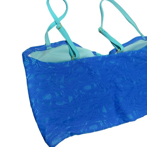 Raisins Long Line Bikini Top Size Small Blue NWT - Picture 5 of 6